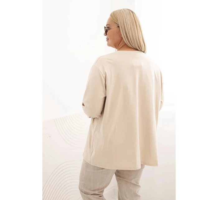 Dámska blúzka v nadmernej veľkosti s bavlnou, vreckom a vyhrnutými rukávmi kiwi