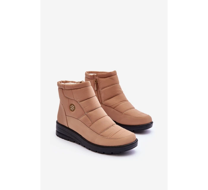 Śniegowce Damskie Ocieplane Beżowe Helis