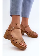Sandały Damskie Na Obcasie Z Eko Skóry Brązowe Assames Sandały Damskie Na Obcasie Z Eko Skóry Brązowe Assames