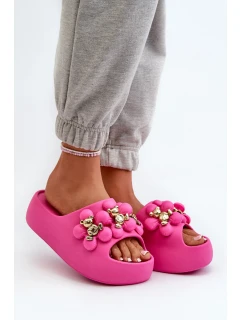 Damskie Klapki Piankowe Z Ozdobami Na Grubej Podeszwie Fuksja Bremavia