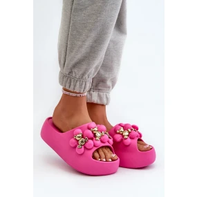 Damskie Klapki Piankowe Z Ozdobami Na Grubej Podeszwie Fuksja Bremavia Damskie Klapki Piankowe Z Ozdobami Na Grubej Podeszwie Fuksja Bremavia