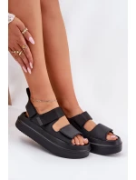 Dámské sandály na platformě se suchým zipem černé model 21696219 - Boto