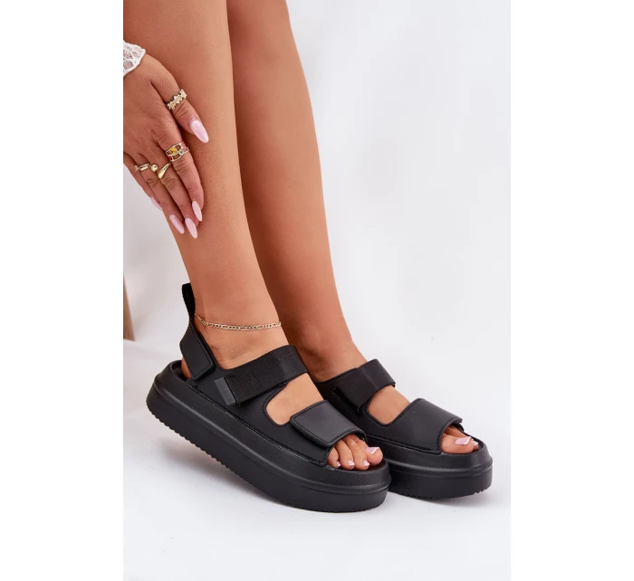 Dámské sandály na platformě se suchým zipem černé model 21696219 - Boto