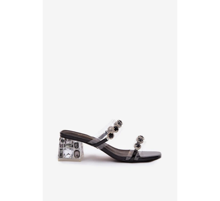 Dámské pantofle s krystaly D&A MR1037-02 Černé