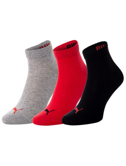 Puma 3Pack ponožky 906978 Červená/sivá/čierna