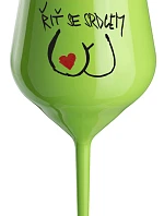 ŘIŤ SE SRDCEM - zelená nerozbitná sklenice na víno 470 ml