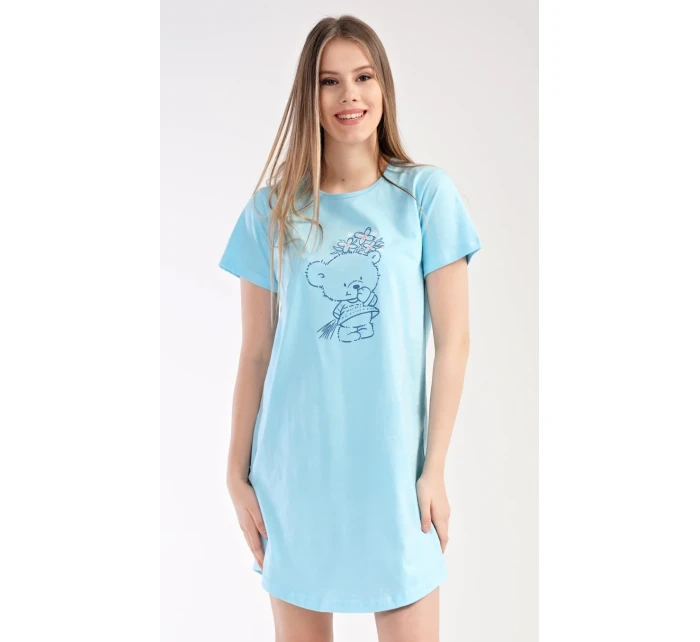 Dámská noční košile s krátkým rukávem Méďa s model 18728719 - Vienetta Dámská noční košile s krátkým rukávem Méďa s model 18728719 - Vienetta