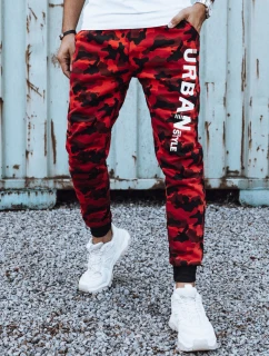 Pánske tepláky s potlačou moro červené FashionStreet UX4444