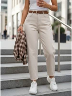 Dámske džínsy s vysokým pásom a opaskom béžovej farby FashionStreet UY2918