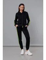 Dámska tepláková súprava s pruhmi čierno-limetková (KK0057)