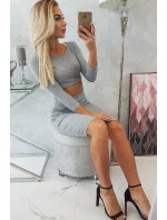 Souprava halenky a sukně šedá Souprava halenky a sukně šedá