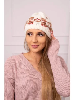 Dámska čiapka Otylia K387 ecru+red