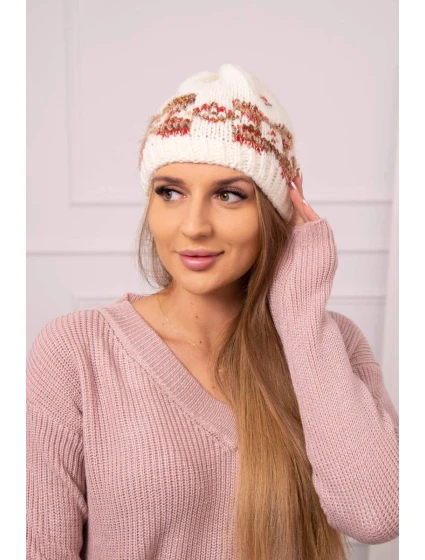 Dámska čiapka Otylia K387 ecru+red