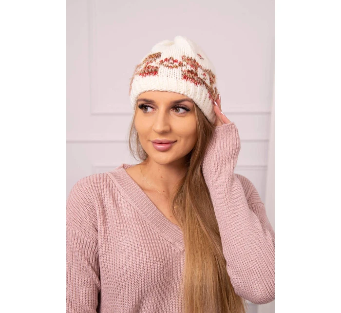 Dámska čiapka Otylia K387 ecru+red