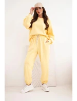 Dámsky maslový set s voľnou mikinou a nohavicami so žltou farbou LOVE
