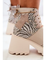 Kožené kozačky model 21576430 Béžová - Maciejka