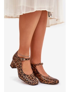 Kožené Lodičky Na Podpatku V   Hnědé model 21686516 - Laura Messi