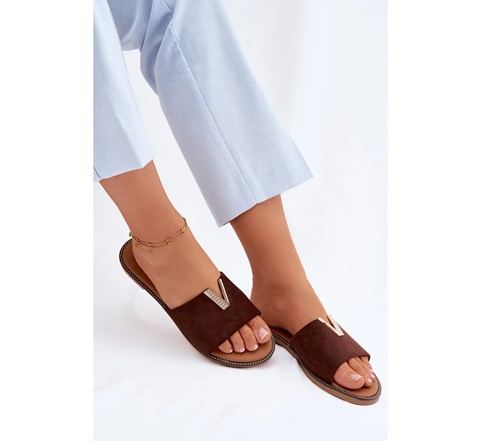 Dámské ploché s ozdobným detailem V Čokoládové model 22111391 - Boto