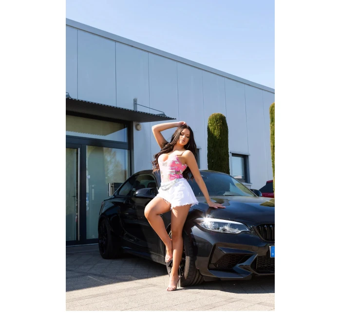 Sexi dámsky top 81147 s bielou bodovou potlačou - In Stylefashion Sexi dámsky top 81147 s bielou bodovou potlačou - In Stylefashion