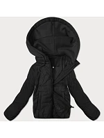 Dámska krátka bunda s pletenou kapucňou J Style čierna (16M9236-392) Dámska krátka bunda s pletenou kapucňou J Style čierna (16M9236-392)