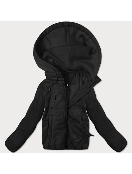 Dámska krátka bunda s pletenou kapucňou J Style čierna (16M9236-392) Dámska krátka bunda s pletenou kapucňou J Style čierna (16M9236-392)