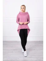 Mikina s kapucňou s dlhým chrbtom tmavo ružová