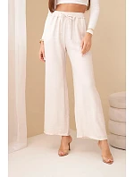 Široké viskózové nohavice béžovej farby