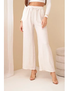 Široké viskózové nohavice béžovej farby
