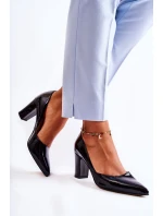 Modne Lakierowane Czółenka Na Słupku Czarne Emotion