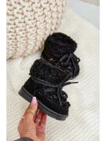 Ciepłe Botki Śniegowce Dziecięce Wiązane Czarne Asija Ciepłe Botki Śniegowce Dziecięce Wiązane Czarne Asija