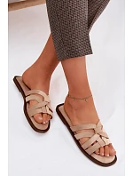 Dámské ploché nazouváky s pásky a semiše béžové model 22125712 - Boto