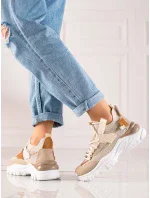 Exkluzívní dámské hnědé tenisky bez podpatku Exkluzívní dámské hnědé tenisky bez podpatku