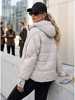 Dámská prošívaná bunda s kapucí, světle béžová, FashionStreet TY5761 Dámská prošívaná bunda s kapucí, světle béžová, FashionStreet TY5761