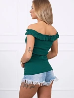 Španielska blúzka s volánikmi zelená