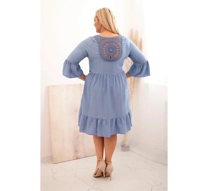 Dámské viskózové šaty Plus Size s model 21165816 ozdobou džínová - K-Fashion