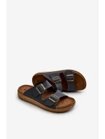 Lehké pohodlné pánské žabky s přezkami model 21665699 modré - Inblu