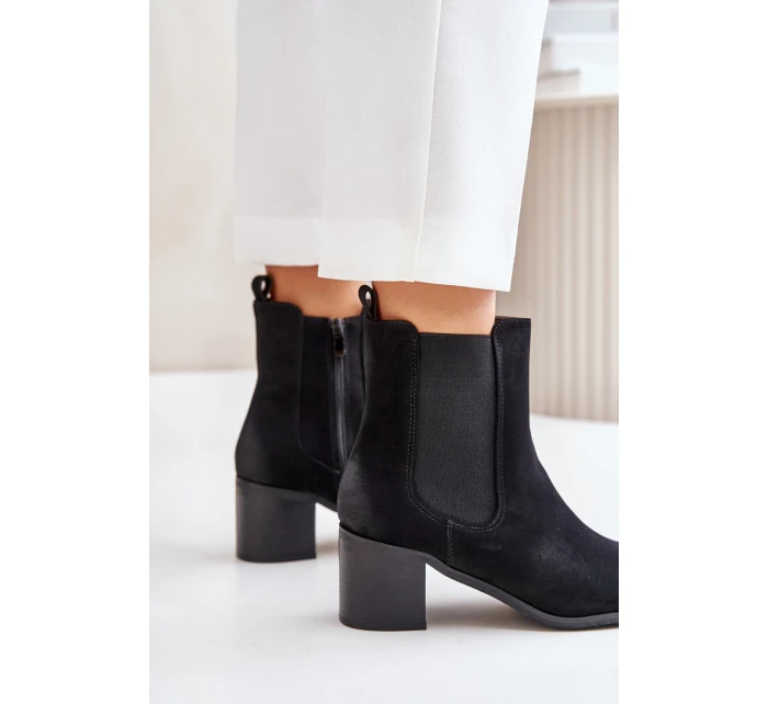 Ocieplane Botki Damskie Na Słupku Czarne Radeya Ocieplane Botki Damskie Na Słupku Czarne Radeya