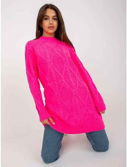 Sweter LC SW model 21110882 fluo różowy - FPrice Sweter LC SW model 21110882 fluo różowy - FPrice