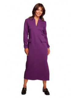 model 18004373 Maxi šaty s ozdobnými klopami vpředu fialové - BeWear