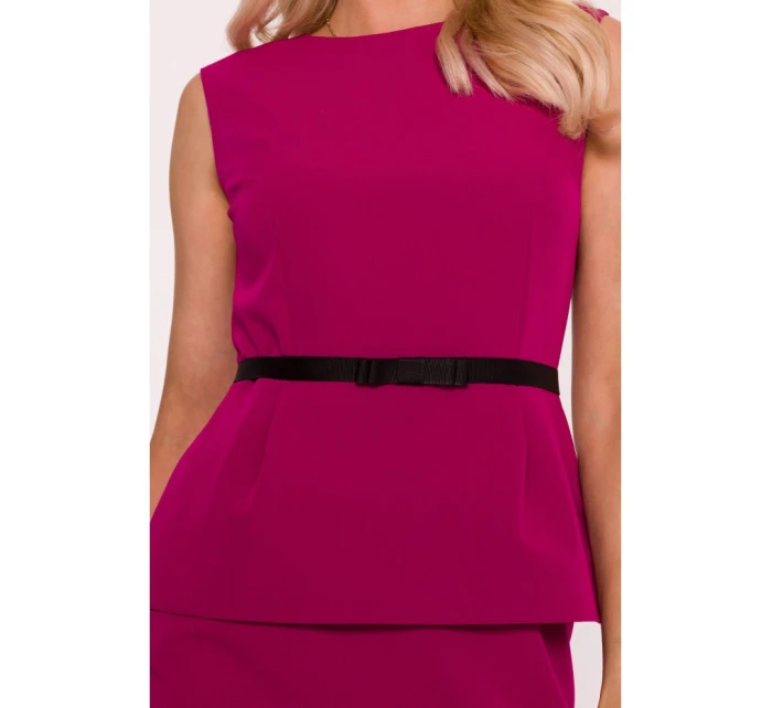 S427 Peplum šaty - slivka