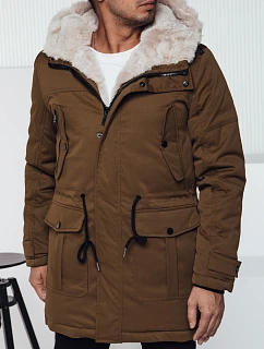 Pánska zimná bunda parka s kapucňou béžová FashionStreet TX4965