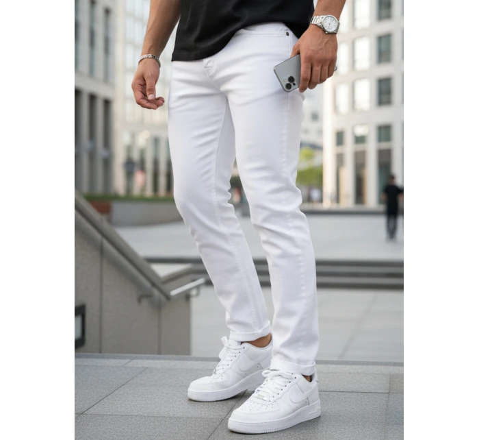 Pánske biele slim fit džínsy FashionStreet UX4477