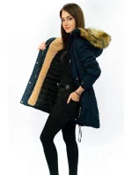 Tmavomodrá teplá dámska zimná bunda parka (w165) Tmavomodrá teplá dámska zimná bunda parka (w165)