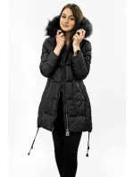 PIKOWANA DAMSKA KURTKA ZIMOWA Z KAPTUREM CZARNA model 21242048 - Libland