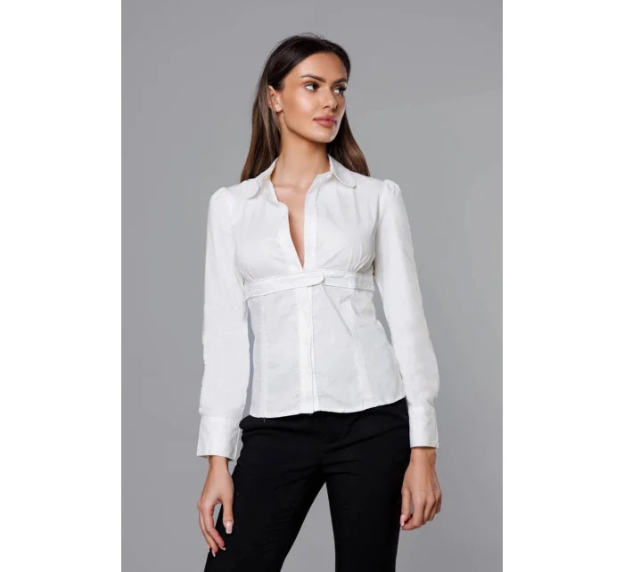 Bílá dámská košile se pro zapínání ve výstřihu model 18406802 - S&G Collection