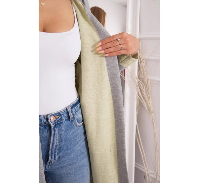 Dvojfarebná bunda s kapucňou žltá+sivá Dvojfarebná bunda s kapucňou žltá+sivá