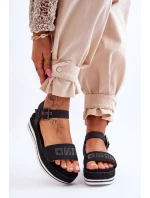 Damskie Wygodne Sandały Na Platformie Big Star LL274870 Czarne