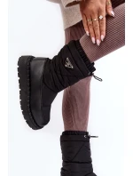 Śniegowce Damskie Na Grubej Podeszwie Czarne Lureta Śniegowce Damskie Na Grubej Podeszwie Czarne Lureta