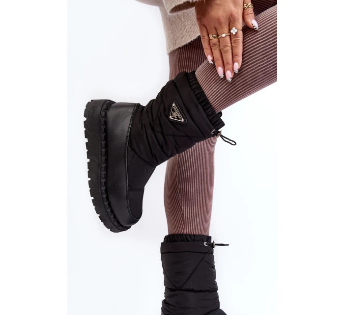 Śniegowce Damskie Na Grubej Podeszwie Czarne Lureta Śniegowce Damskie Na Grubej Podeszwie Czarne Lureta