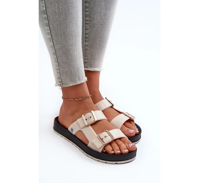 Klapki Damskie Na Płaskiej Podeszwie ZAXY LL285072 Jasnobeżowe